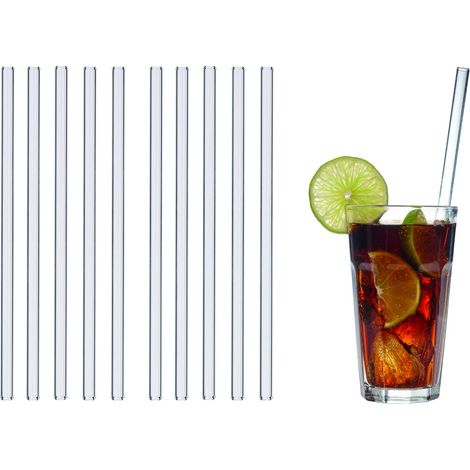 TFA Dostmann GlasWerk Cannucce di vetro LONG, 14.2017.10, 10 pezzi, 23 cm, lavabili in lavastoviglie, per bevande lunghe/smoothies (1/2)