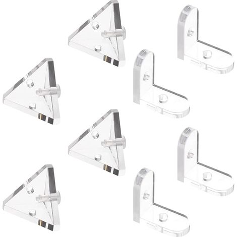 Support d'angle en acrylique, équerres transparentes à angle droit à 3 trous et support d'angle en forme de L 90 degrés avec rivets transparents pour boîte de présentation (1/2)
