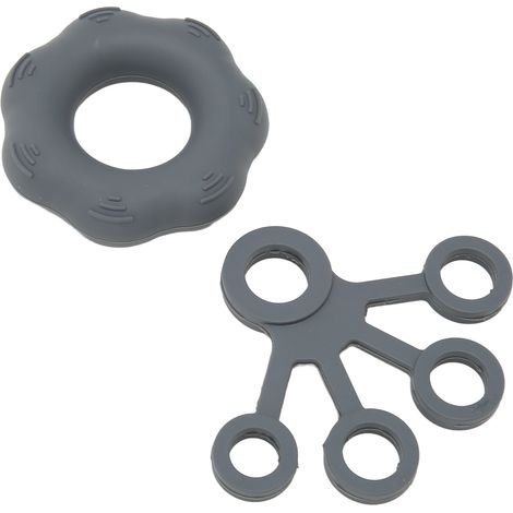 Exerciceur de doigts portable en silicone souple gris foncé, renforçant la préhension, étirant les doigts, adapté aux personnes âgées ayant des mains faibles. (1/5)