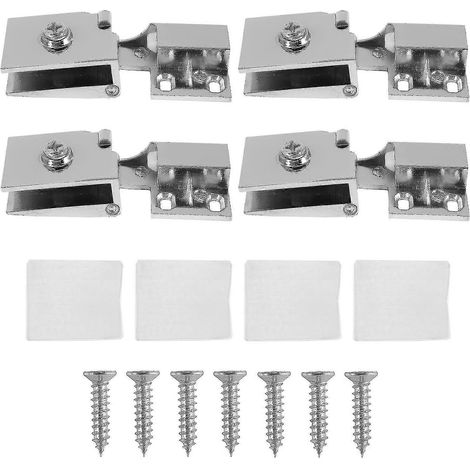 Lot de 4 charnières pour portes vitrées, charnières pour portes de placards en verre, charnières pour caves à vin en verre, charnières pour présentoirs en verre (1/5)