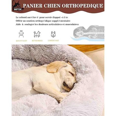 Panier Rond Dehoussable pour Chien, Coussin Donut Amovible et Lavable, Lit Taille Orthopedique (4XL:110cm, Marron) (1/4)