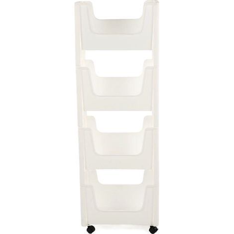 Chariot de rangement mobile grande capacité, épais, avec roulettes verrouillables, pour livres, jouets, flacons d'épices, 4 niveaux, blanc (1/5)
