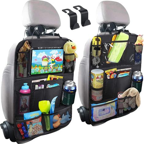 Organisateur de siège auto, Organisateur de siège arrière, Sac de rangement et protection de dossier de siège (lot de 2)