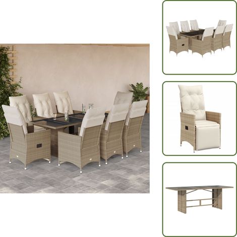 Cojines para sillas - vidaXL Set de mesa y sillas de jardín 5 pzas y cojines ratán PE beige - Ratán sintético