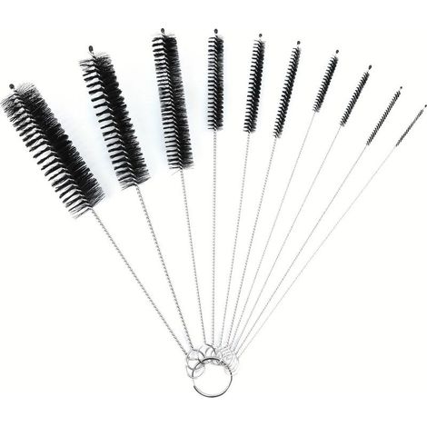 Lot de 10 Nettoyage, Brosse de Nettoyage, Brosse à Paille, pour Contenants étroits et Petits Recoins, par Exemple Bouilloire, Théière, Clavier, Paille(Noir) (1/5)