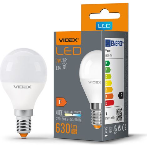 Glühbirne weiß G45 7W E14 neutral 630lm 4000K Videx