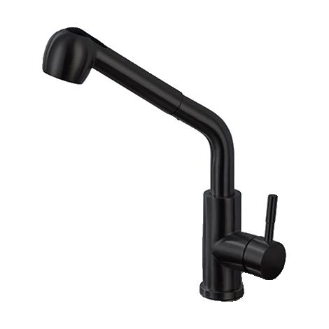 Grifo de cocina extraíble, con diversos tipos de rociado, fabricado en acero inoxidable, modelo 04001 negro. (1/2)