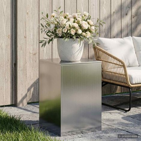 vidaXL Soporte de plantas Plateado 40 x 40 x 60 cm Acero (1/5)