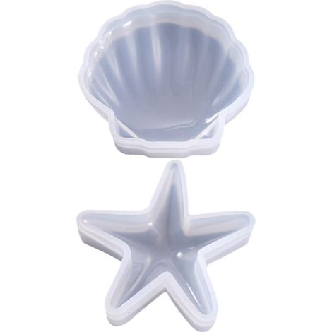 2 Pièces Moule Étoile De Mer Bricolage Moules En Silicone Pour Résine Bijoux En Cristal Assiette Artisanale Époxy De Noël Bijoux En Silicone Blanche Self Made Plateau Gel De Silice (1/5)