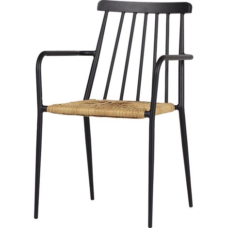 Evira Chaise de jardin empilable, noir et naturel. (1/5)
