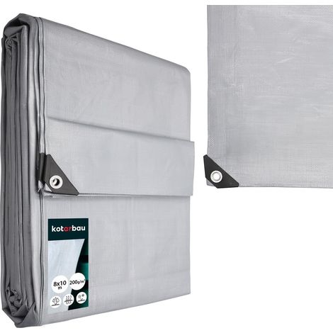 KOTARBAU® Bâche de Protection Extérieur - 8 x 10 m - Argenté - 160 g/m² - Polyéthylène - Bâche Anti UV - Bache Remorque - Bache Impermeable Exterieu