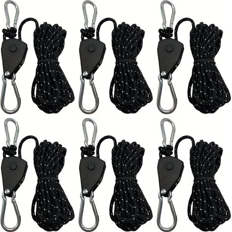 Lot, de 6 cordons de serrage réfléchissants, cordes de tente avec ajusteurs de cordon de serrage, cordes à cliquet pour bâches de tente extérieures (4M) (1/5)