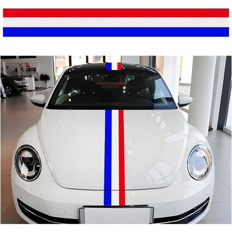 Autocollants De Voiture Décoratifs, Autocollant Bande Drapeau, Tricolores Capot De Voiture, Modifié Decal Décoration pour Véhicules(Couleurs Françaises)