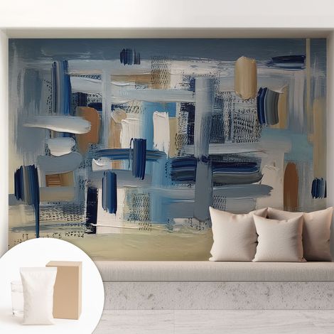 Tapete Vliestapete mit Kleber - trendige Wanddeko - elegant Fototapete für Wohnzimmer - Schlafzimmer Pinsel-Abstraktion 208x146 cm