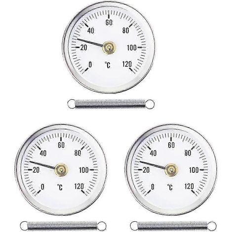 Lot de 3 thermomètres de contact en acier inoxydable pour tuyaux d'eau chaude, permettant une surveillance précise de la température. (1/5)