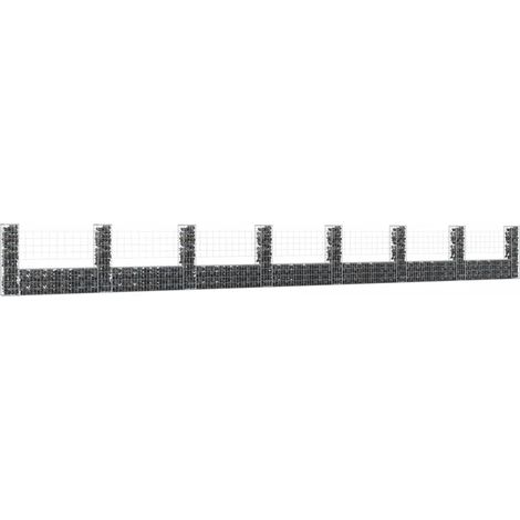 FIMEI Panier de gabion en forme de U avec 8 poteaux Fer 860x20x100 cm (1/5)