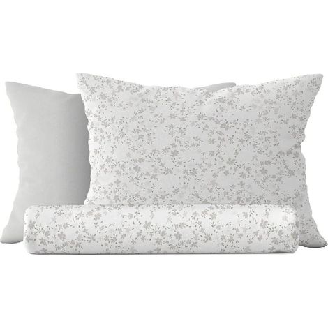Ensemble d'enveloppes de Couette - Natura, Single - avec Housse de Couette, Taie d'oreiller - pour Le Lit - Blanc, Gris en Coton, 150 X 200cm (1/3)