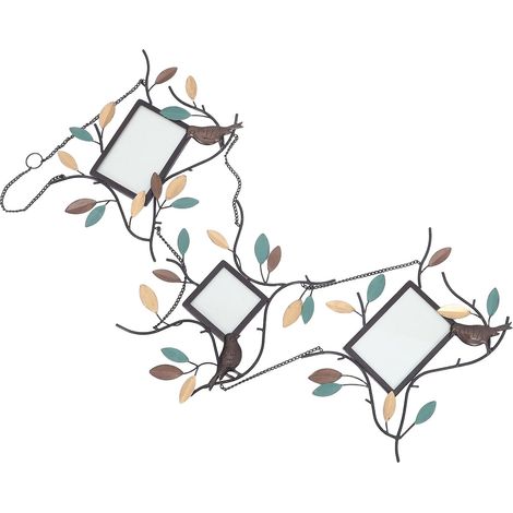 Cadres Photo Suspendus Forme de Branches Décorations Murales Métal avec Oiseaux pour Balcon ou Jardin (1/5)
