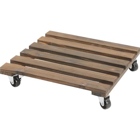 Soporte para plantas con ruedas de alta resistencia de 30 x 30 cm y 150 kg con bloqueo de 360°, soporte de madera para plantas, soporte cuadrado para macetas (1/4)