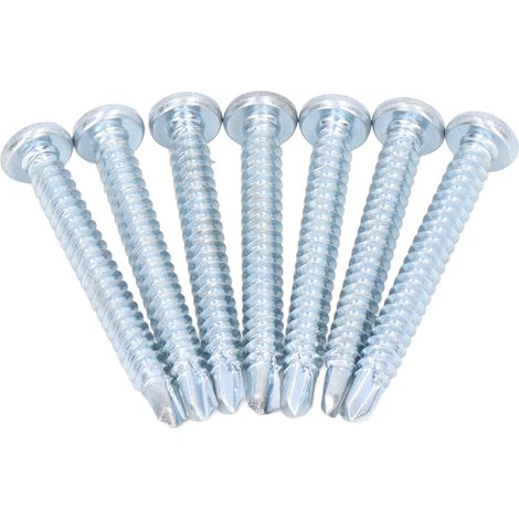50 vis autoperceuses à tête ronde 4,2 x 38 mm en acier au carbone galvanisé pour installation domestique. (1/5)