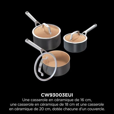 Set di 3 pentole NINJA ExtendedLife CW93003EUI con coperchi da 16, 18 e 20 cm, rivestimento ceramico (1/5)