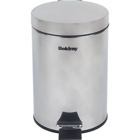 Beldray LA038098SS Pattumiera Rotonda con Coperchio a Chiusura Ammortizzata, capacità 3L, con Pedale Intelligente, smaltimento rifiuti, Contenitore rifiuti, in Acciaio Inossidabile (1/5)
