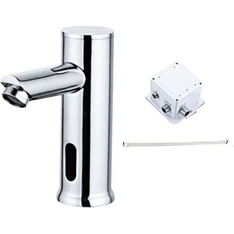 Automatischer Sensorwasserhahn, automatischer Sensorwasserhahn für die Küchenspüle, bewegungsaktivierter intelligenter Badezimmer-Waschtischhahn, batteriebetriebener Kaltwasser-Waschtischhahn aus Mess (1/4)