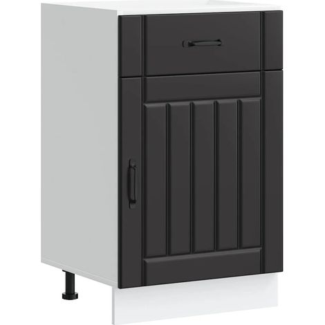 Mueble de cocina Lucca almacenamiento optimizado 50 x 46 x 81,5 cm con patas ajustables estilo moderno madera de ingeniería negra 020050073 (1/5)