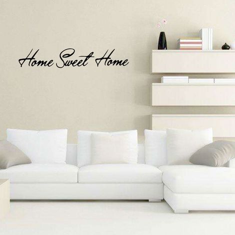 Décor mural adhésif PVC noir « Sweet Home » – Autocollant vinyle amovible pour salon, chambre, décoration intérieure, art mural facile à poser (1/5)