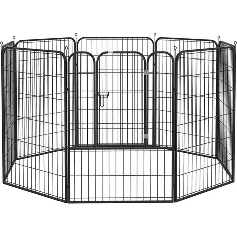 Recinto para cachorros y mascotas de metal con puerta 80x100 cm negro MODENUIT (1/5)