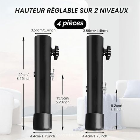 Set of Metal Table Legs Adjustable Height 9.2 cm/13.3 cm Desk Legs (1/4)