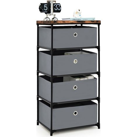 4-tier Fabric Dresser Home Organizer Unit Large Capacity Storage Drawer (1/5)