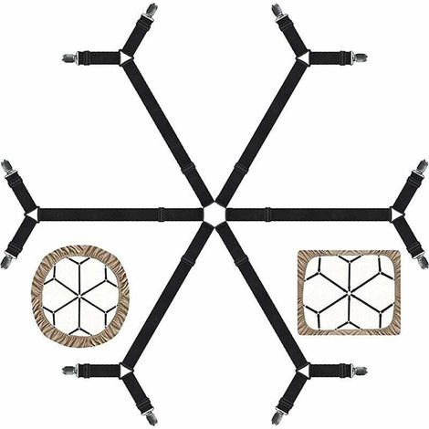 Attaches pour draps - Sangles élastiques réglables pour draps de lit pour lit double, Queen, King Twin, Clips de drap croisés à 6 voies, bande de bretelles, matelas ronds et carrés ajustés, cadeau pou (1/5)