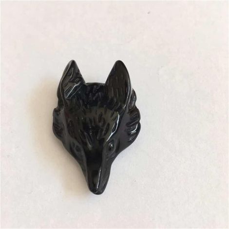 Pierre Naturelle Cristal Oeil de Tigre tête de Loup Forme Pendentif Accessoires 2pc adapté à la décoration de Meubles Collections de la Maison (Color : Obsidian, Size : One Size) (1/5)