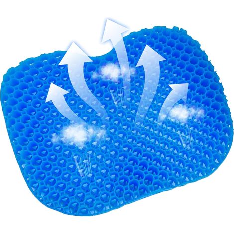 Cuscino del sedile in gel traspirante, design a nido d'ape, sollievo dal mal di schiena, cuscino ortopedico per sedia, sedia da ufficio, divano, sedia a rotelle e auto (blu), 40 × 32 × 3,5 cm (1/5)