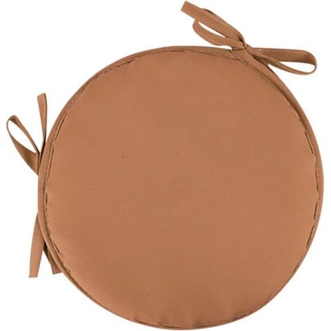1 round brown garden chair cushion, 38 cm in diameter - Outdoor, Stool, Patio, Dining Room - Large cushion (1/5)