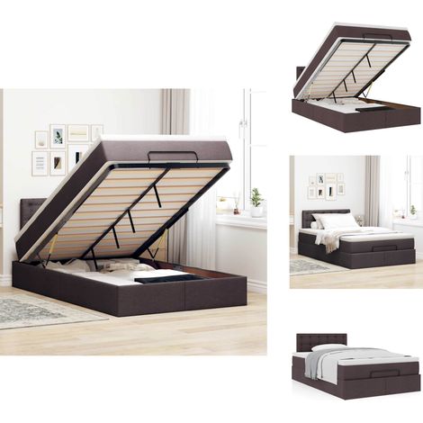 Cadre de lit ottoman avec matelas marron foncé 120x190 cm tissu - Cadre De Lit Ottoman - Cadres De Lit Ottoman - Cadre De Lit - Cadre De Lit Avec Rangement (1/5)