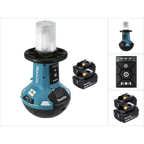 Luz LED portátil con batería Makita DML 810 M 18 / 36 V ( 2 x 18 V ) 5500 lm IP54 + 2 baterías 4,0 Ah - sin cargador