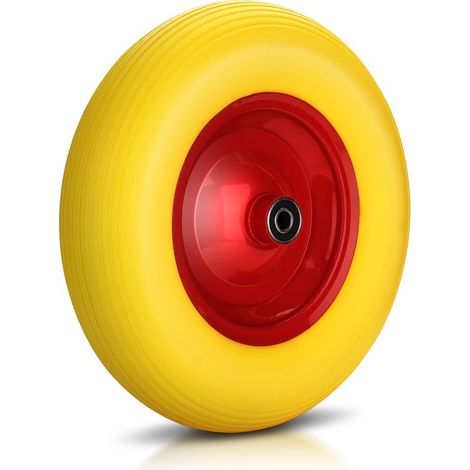 Roue de brouette increvable, 4,80 / 4,00 - 8, avec essieu, jaune (1/5)