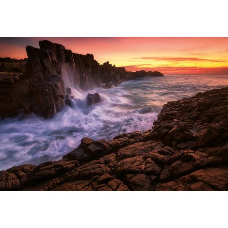 Papier peint panoramique paysage falaises | Tapisserie panoramique bord de mer pour chambre | Papier peint panoramique coucher de soleil - 384 X 260 cm (8 pièces) (1/2)