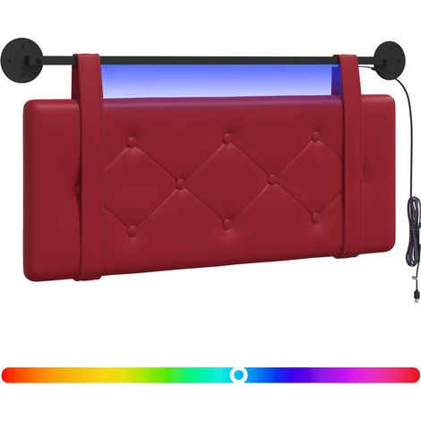 Maison Exclusive - Tête de lit suspendue Avec lumière LED Bordeaux Simili cuir (1/5)