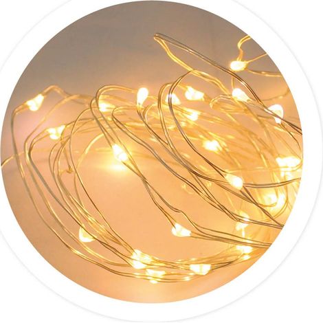 LED-Drahtgirlande 2M 2xCR2032 Warmes Licht