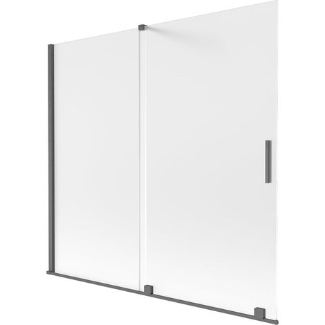 Mexen Velar paravento per doccia a 2 ante scorrevoli 170 x 150 cm, brina, grigio canna di fucile spazzolato - 896-170-000-31-66 (1/2)