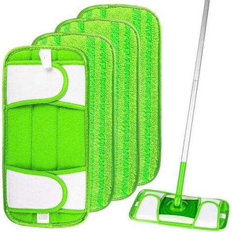 Lingettes Reutilisable pour Swiffer Sweeper 4 Packs,à vadrouille réutilisable,Mop Pads en Microfibres pour Nettoyer et frotter Les sols secs ou humides, Le Bois, carrelage et marbre (1/5)
