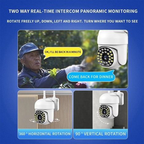Camera De Surveillance Exterieure - Ptz 360 Degres - Wifi - Vision Nocturne Couleur - Detection De Mouvement - 1 Unite (1/5)