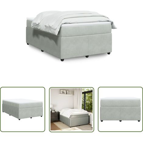 vidaXL Boxspringbett mit Matratze Hellgrau 120x190 cm Samt (1/5)