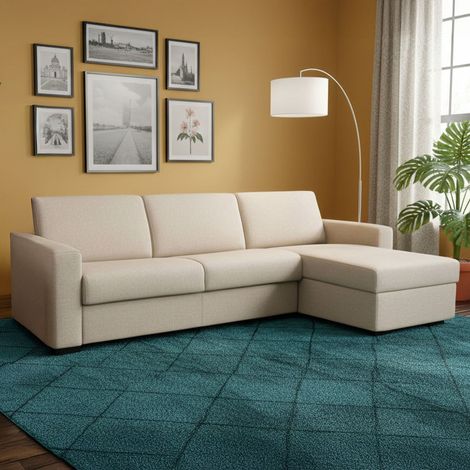Talamo Italia Sofa cama Alisea, Sofá de esquina, 100% Made in Italy, Sofá con apertura giratoria, con contenedor reversible Peninsula, con reposabrazos delgados, Cm 260x95h90, Tórtola, con embalaje re (1/5)