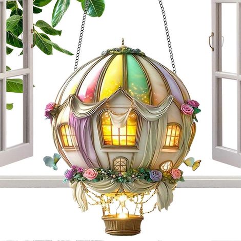 Lanterne solaire en forme de montgolfière Lampe solaire d'extérieur, lanterne à effet lumineux 2D pour terrasse et jardin. (1/5)