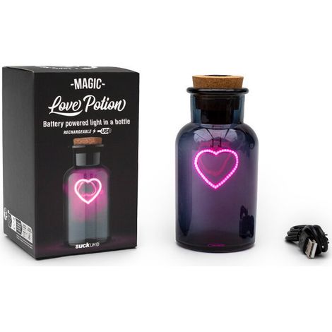 Lampe de bureau néon Love Potion en forme de cœur dans une bouteille (1/4)