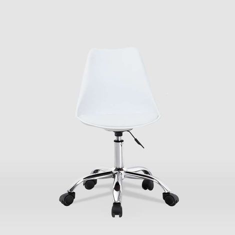 Silla de oficina Adriana acabado blanco. Alto: 85.5-100.5cm Ancho: 47.5cm Fondo: 54.5cm. (1/3)